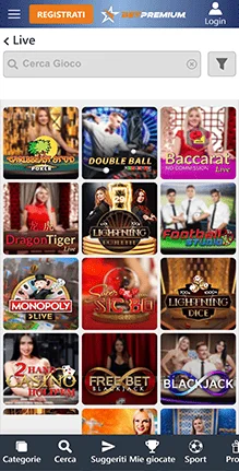 betpremium giochi del casino live